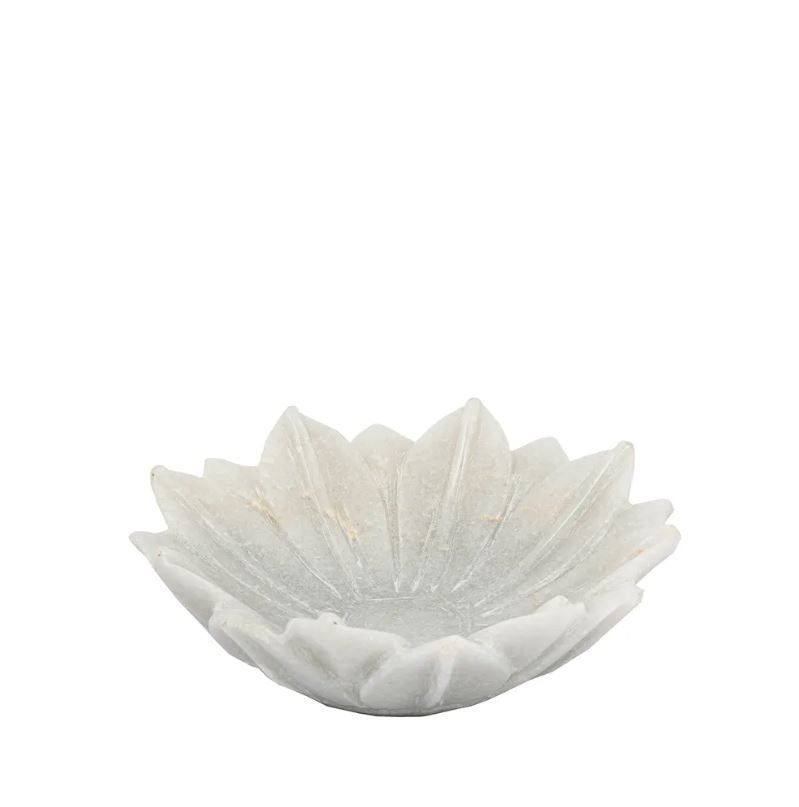 Marble Lotus Deep Plate Medium White