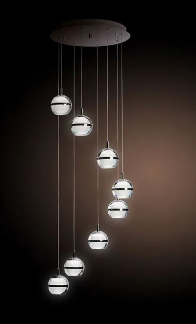 Sphere Chrome 5000K LED 8 Light Pendant