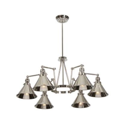 Provence 6 Light Polished Nickel Chandelier