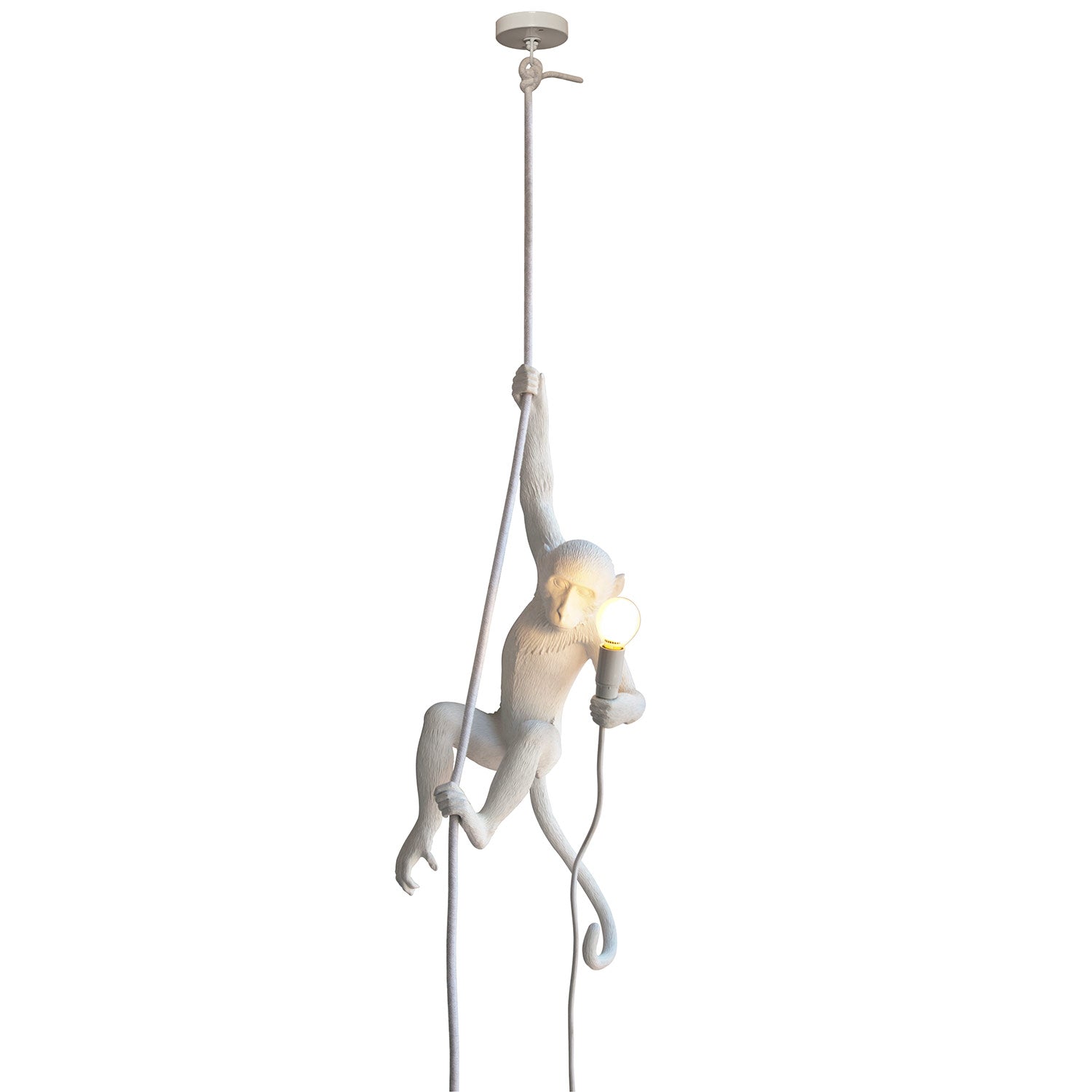 White Monkey Lamp with Rope