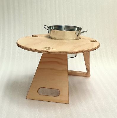 Round Natural Chill Folding Wine Table with Ice Bucket