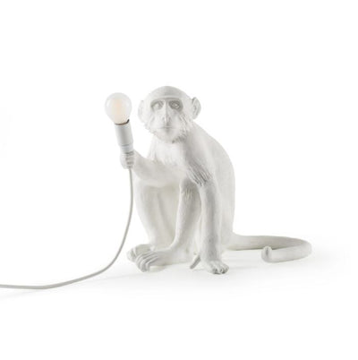 Sitting White Monkey Lamp