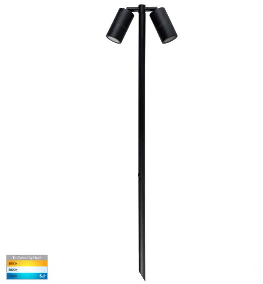 Tivah Black TRI Colour Double Adjustable LED Bollard Spike Light