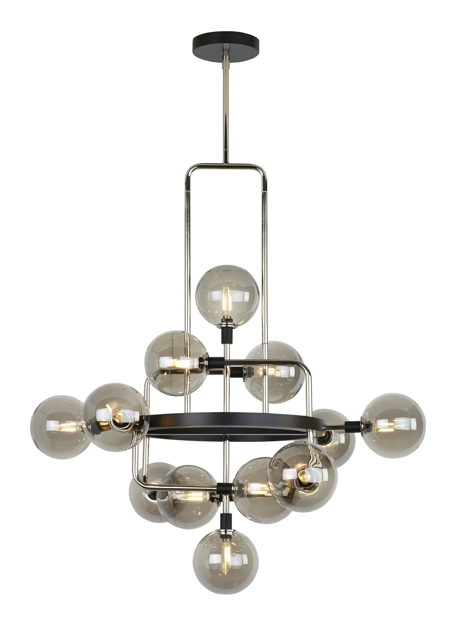 Tech Lighting Viaggio 12 Light Smoke Glass and Polished Nickel Chandelier Lighting Affairs