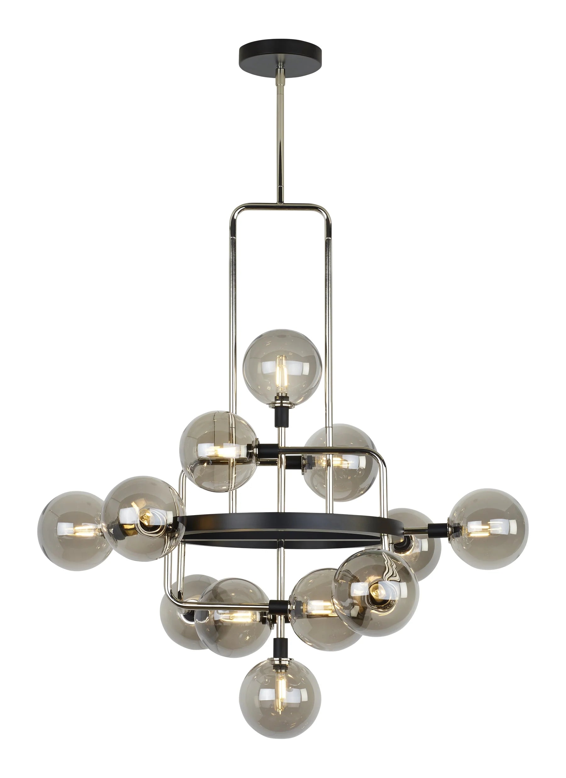 Tech Lighting Viaggio 12 Light Smoke Glass and Polished Nickel Chandelier Lighting Affairs