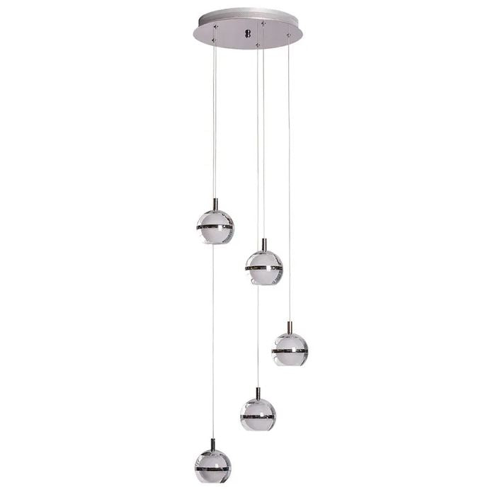 Sphere Chrome 5000K LED 5 Light Pendant