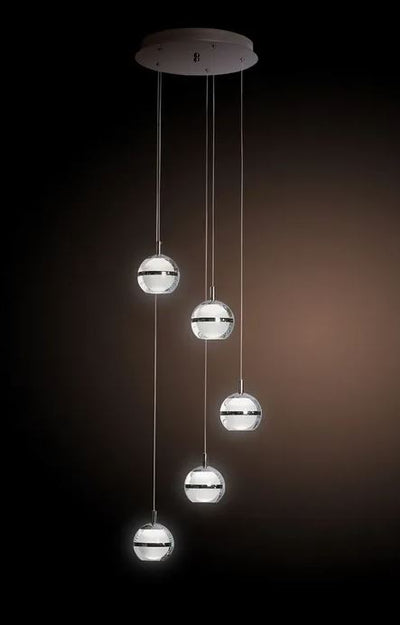 Sphere Chrome 5000K LED 5 Light Pendant